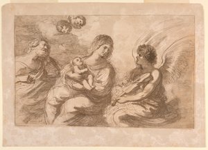 Virgen, Niño y José con un Ángel Tocando el Violín de Francesco Bartolozzi
