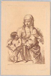 Virgen y niño sosteniendo un libro de Francesco Bartolozzi