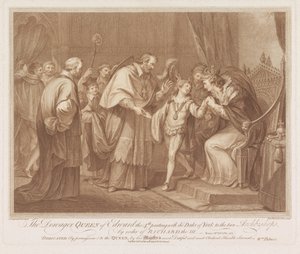 Weduwe van Edward IV staat haar zoon aan twee aartsbisschoppen af La reina viuda de Eduardo IV se separó del duque de York a los dos arzobispos, por orden de Ricardo III (título sobre el objeto)