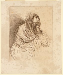 Joven mujer en actitud pensativa de Francesco Bartolozzi