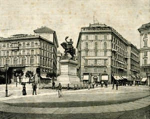 Monumento a Víctor Manuel II (1820-1878), obra de Francesco Barzaghi (1839-1892), plaza Corvetto, Génova, Liguria, Italia. de Francesco Barzaghi