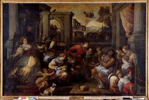 Hércules y Onfalia Hércules, enamorado de la reina de Licia, Onfalia, toma su espadaña de Francesco Bassano