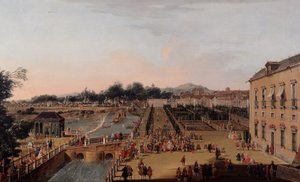 Fernando VI y Bárbara de Braganza en los jardines de Aranjuez, 1756 de Francesco Battaglioli