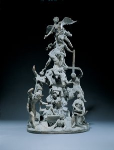 Un grupo alegórico tallado que representa la Resurrección (mármol blanco) de Francesco Bertos
