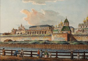 Vista del Palacio de Invierno del Kremlin desde el río Moskva, 1780s de Francesco Camporesi