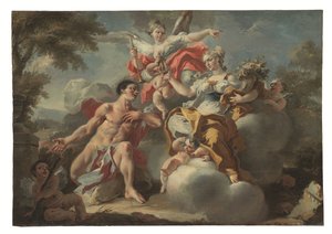 Una de un par de alegorías (óleo sobre tabla) de Francesco Celebrano