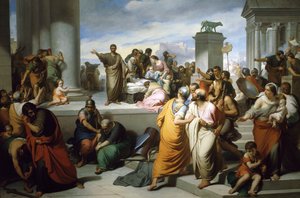 Bruto mostrando el cuerpo de Lucrecia al pueblo de Roma, por Francesco Coghetti (1804-1875)