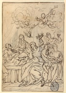 Dibujo, Muerte de San José, 1880 de Francesco Coghetti