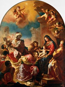 Adoración de los Reyes Magos, de Francesco Conti (1681-1760), Iglesia de Santa María de la Asunción en Montedomini, Florencia, Toscana, Italia. de Francesco Conti