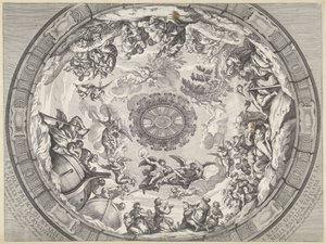 Decoración de la cúpula con figuras del Antiguo Testamento y ángeles Cupola prima di musaico capella del SS.mo Crucifisso (...) (título sobre objeto) Decoraciones de cúpula en la Basílica de San Pedro (título de la serie) de Francesco Faraone Aquila