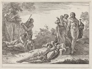 Apolo y Ninfas en un Paisaje con un Busto de Pan de Francesco Fontebasso