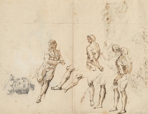 Cabeza de una mujer y estudios de un desnudo masculino (verso) de Francesco Fontebasso