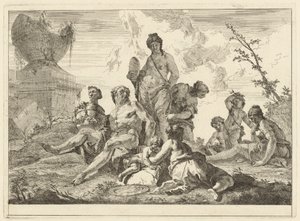 Venus y Vulcano con tres ninfas y tres cupidos