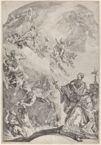 San Gregorio I liberando almas del purgatorio de Francesco Fontebasso after Sebastiano Ricci