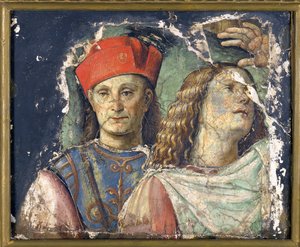 Dos cabezas masculinas par Francia, Francesco (1450-1517). Fresco, c. 1500, Pinacoteca Nazionale, Bolonia