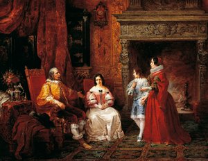 Príncipe contando al joven príncipe y a su madre la decisión de Gertrude de convertirse en monja, episodio de Los Novios de Alessandro Manzoni de Francesco Gonin