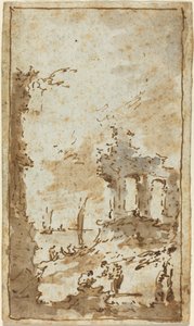 Un capricho de ruinas junto a la laguna de Francesco Guardi