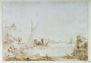Una escena costera, c.1770-80 de Francesco Guardi