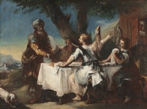 Abraham recibe a los tres ángeles de Francesco Guardi
