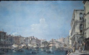 Canal grande en el puente de Rialto, c.1780-90 (óleo sobre lienzo)