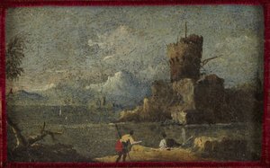 Escena costera con fortaleza de Francesco Guardi