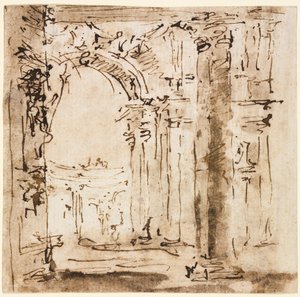 Par de dibujos: Boceto del laberinto de la Villa Pisani y Piazza San Marco..., 1773-1778 de Francesco Guardi
