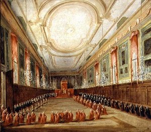 Papa Pío VI (1717-99) y Dogo Paolo Renier en la Iglesia de SS. Giovanni y Paolo