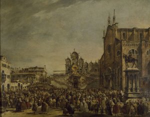 El Papa Pío VI bendiciendo a la multitud en el Campo SS. Giovanni y Paolo, siglo XVIII