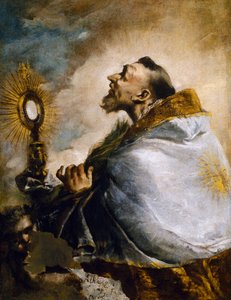 Santo en adoración de la Sagrada Eucaristía o San Norberto en éxtasis