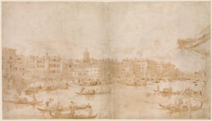 El Gran Canal por encima del Rialto (recto); Un sacerdote celebrando misa y san Vicente Ferrer predicando (verso) de Francesco Guardi