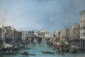 El puente de Rialto según el diseño de Palladio, c.1770 (óleo sobre lienzo) de Francesco Guardi