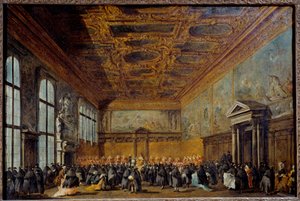 La audiencia concedida por el Dogo de Venecia en el Salón del Colegio del Palacio Ducal de Venecia