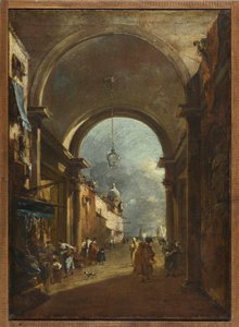 Vista a través de una puerta de Francesco Guardi