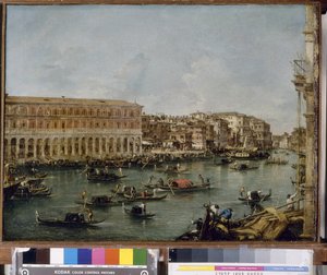 Vista del Gran Canal con las Fabbriche Nuove di Rialto, 1756-60 de Francesco Guardi