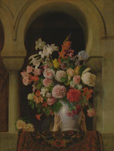 Un jarrón de flores en la ventana de un harén de Francesco Hayez