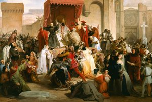 ""Dios lo quiere"": en el Concilio de Clermont (ahora Clermont Ferrand (Clermont-Ferrand), en Auvernia), predica Pedro el Ermitaño (L