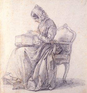 Retrato de su esposa, por Francesco Hayez (1791-1882), dibujo de Francesco Hayez