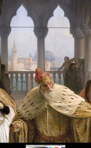 La última reunión entre Jacopo Foscari y su familia antes de ser exiliado, 1838-40 (detalle)