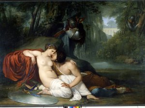 El amor de Renaud y Armide Ilustración de una escena de “La Jerusalén liberada” (La gerusalemme liberata) de Torquato Tasso. La encantadora Armide rodeada de Amores muy simbólicos seduce con la ayuda de su espejo mágico al caballero Re de Francesco Hayez