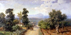 Los alrededores de Palermo. Pintura de Francesco Lojacono (1841 - 1915). de Francesco Lojacono