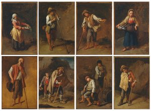 Ocho estudios de figuras de campesinos y pastores de Francesco Londonio