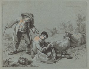 Campesino Burlándose de una Chica Dormida con una Ramita, 1763