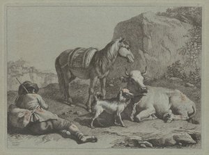 Pastor reclinado con un saco, c. 1763