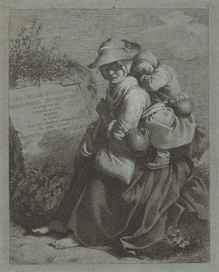 Mujer campesina sentada con niño durmiendo de Francesco Londonio