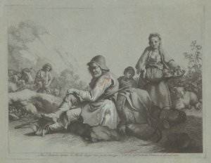 Pastor sentado y una campesina con una cesta, 1759-1782 de Francesco Londonio