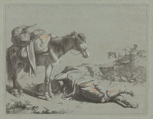 Pastor en reposo cerca de un caballo de carga, c. 1762 de Francesco Londonio