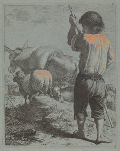 Pastor con Burro, Ovejas y Cabra