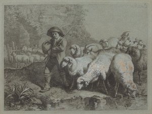 Pastor con un Saco Conduciendo un Rebaño, 1763