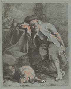 Anciano durmiendo con perro