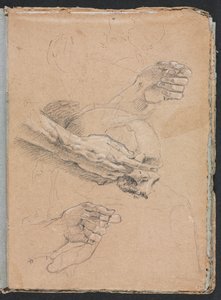 Cuaderno de bocetos de Verona: Estudio de manos y calavera (página 21) de Francesco Lorenzi